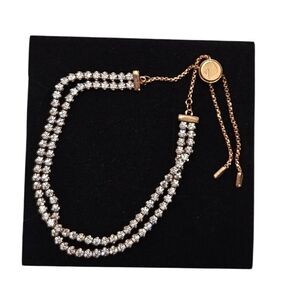 Swarovski Double Row Crystal Adjustable Bracelet Rose Gold Tone